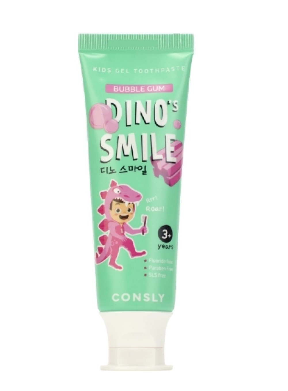 Детская зубная паста со вкусом жвачки Consly DINO's SMILE Kids Gel Toothpaste with Xylitol and Bubble Gum, 60 гр