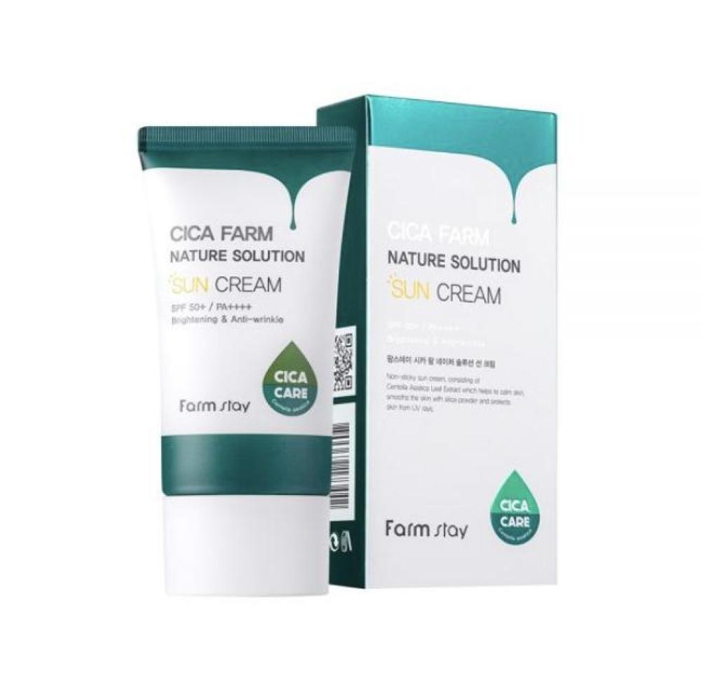 Солнцезащитный крем с центеллой азиатской Cica Farm Nature Solution Sun Cream SPF50 PA++++, 50 мл