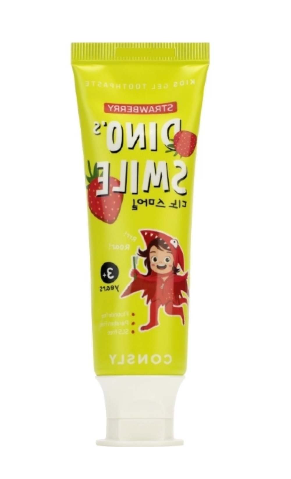 Детская зубная паста со вкусом клубники Consly DINO's SMILE Kids Gel Toothpaste with Xylitol and Strawberry, 60 гр