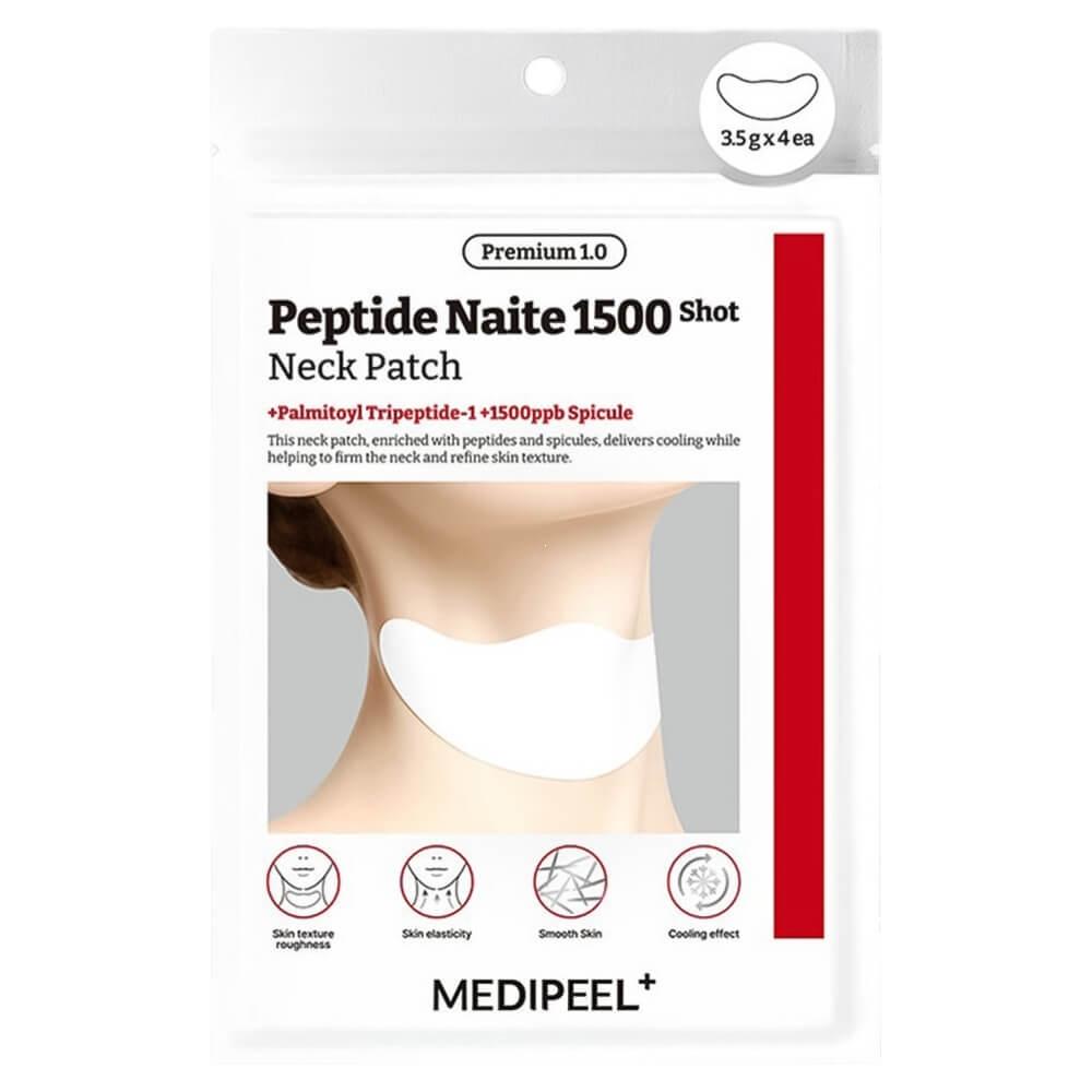 Набор лифтинг-масок для шеи с пептидами и микроиглами MEDIPEEL Peptide Naite 1500 Shot Neck Patch, 3.5 гр*4 шт