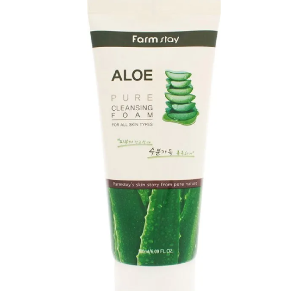 Пенка для умывания с экстрактом алоэ Pure Cleansing Foam Aloe, Farm Stay  180 мл 