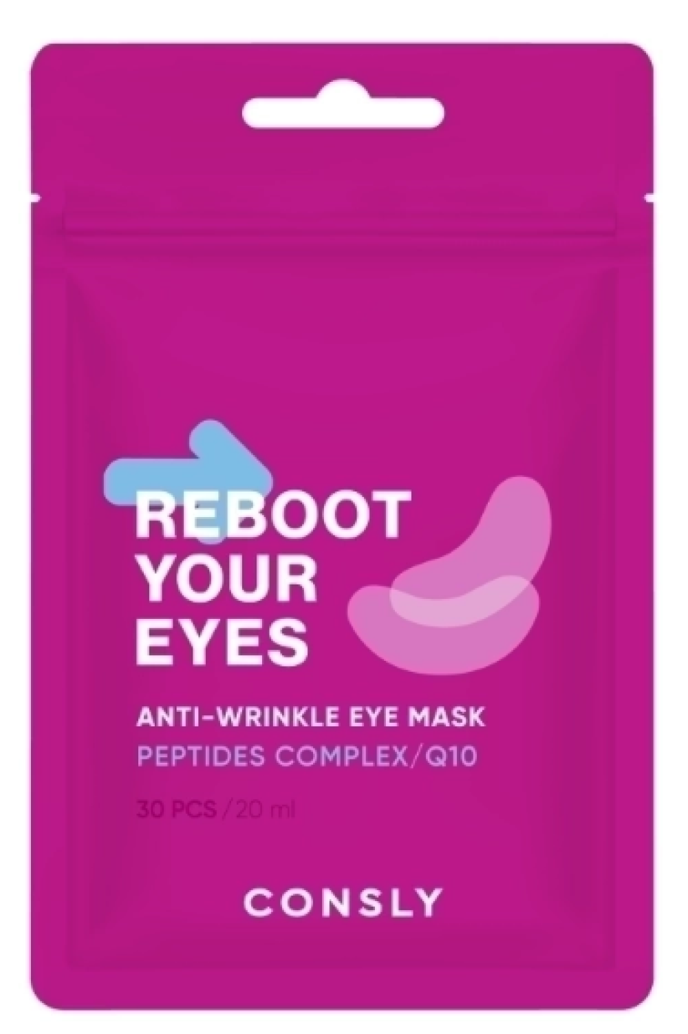 Тканевые патчи от морщин с коэнзимом Q10 и пептидами Consly Eyes Reboot Peptides & Q10 Anti-Wrinkle Eye Mask, 30шт