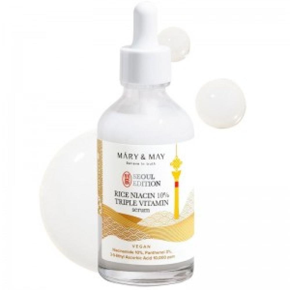 Осветляющая рисовая сыворотка для лица с ниацинамидом Mary May Rice Niacin 10 Triple Vitamin Serum, 80 мл