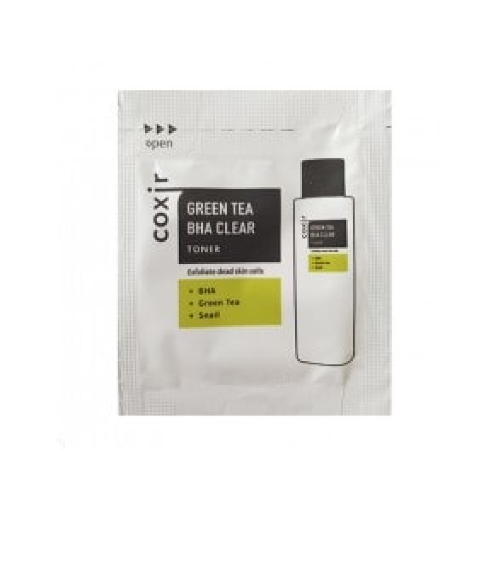 Тонер для лица с зеленым чаем пробник Coxir Greentea BHA Clear Toner sample, 2 мл