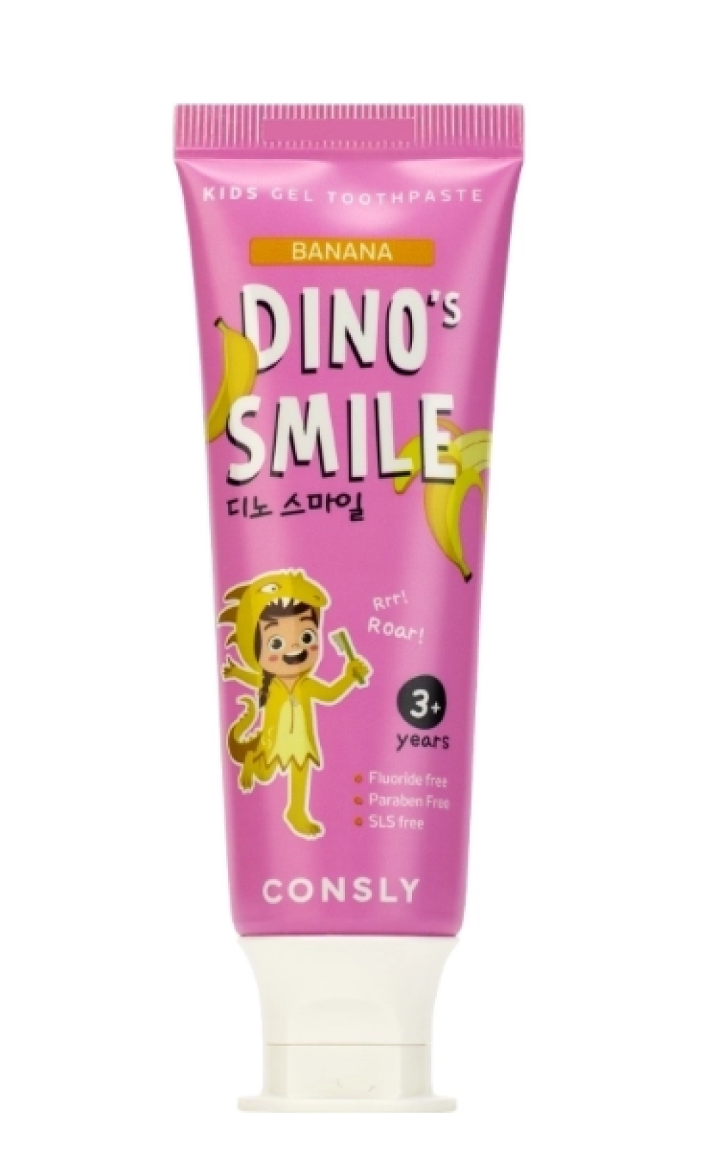 Детская зубная паста со вкусом банана Consly DINO's SMILE Kids Gel Toothpaste with Xylitol and Banana, 60 гр