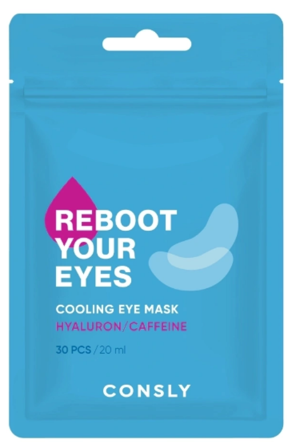 Охлаждающие тканевые патчи с кофеином и гиалуроновой кислотой Consly Eyes Reboot Hyaluronic Acid & Caffeine Cooling Eye Mask, 30шт