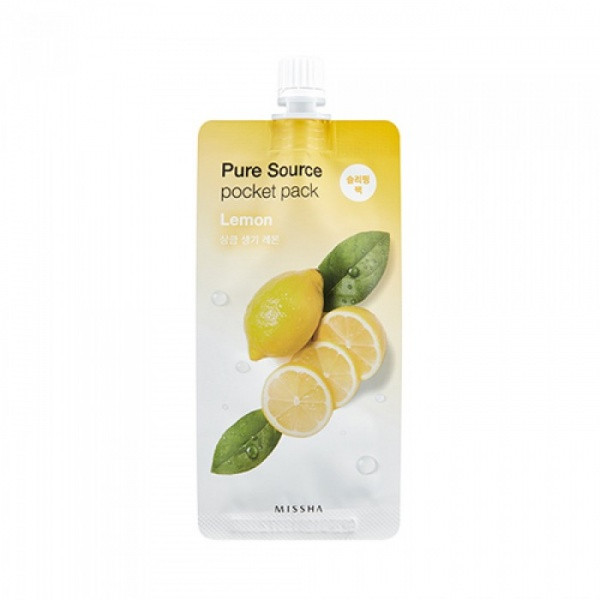 Ночная маска для лица Missha с экстрактом лимона Pure Source Pocket Pack, 10 мл.