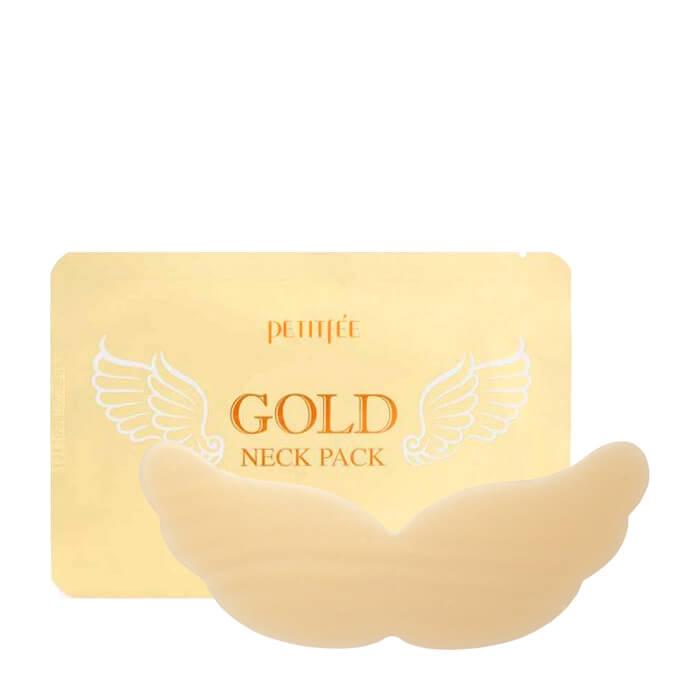Патч для шеи Petitfee Gold Neck Pack Антивозрастная гидрогелевая маска для шеи с золотыми частицами, 10 гр