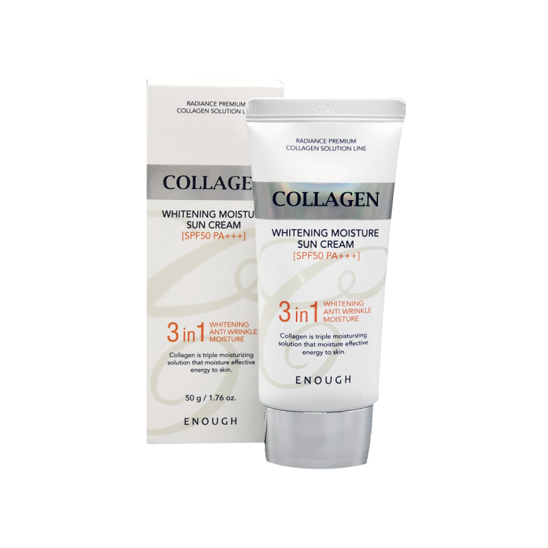 Крем с SPF защитой с коллагеном Enough Collagen 3in1 Whitening Moisture Sun Сream SPF50 P+++, 50 мл