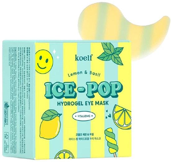 Патчи для глаз гидрогелевые с лимоном и базиликом Petitfee Kolef Lemon & Basil Ice-Pop Hydrogel Eye Mask, 60шт