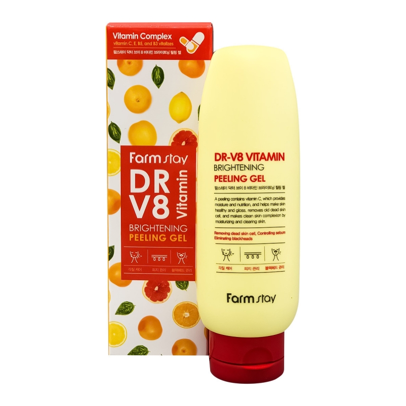 Витаминная пилинг-cкатка для сияния кожи FARMSTAY DR.V8 Vitamin Brightening Peeling Gel, 150мл