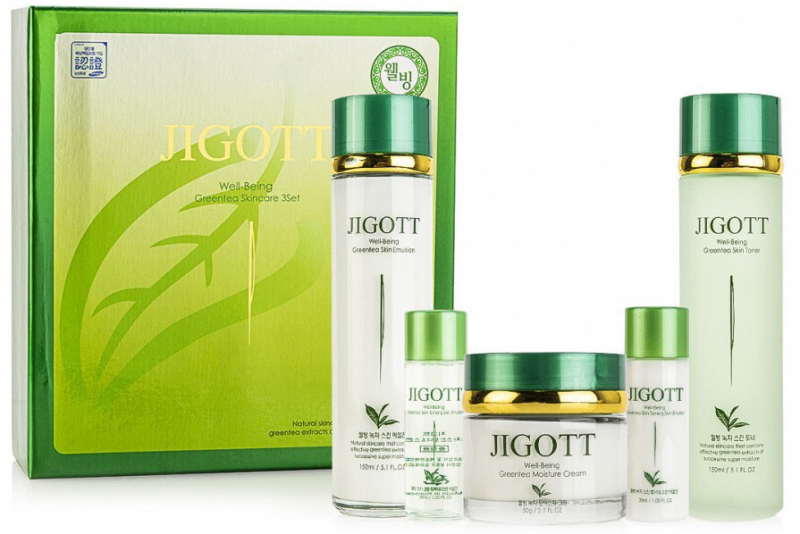 Набор  для лица с экстрактом зеленого чая JIGOTT WELL-BEING GREEN TEA SKIN CARE 3SET