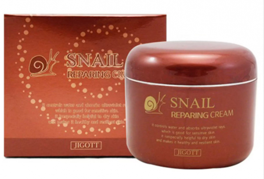 Крем для лица с муцином улитки восстанавливающий Jigott Snail Reparing Cream, 100 мл